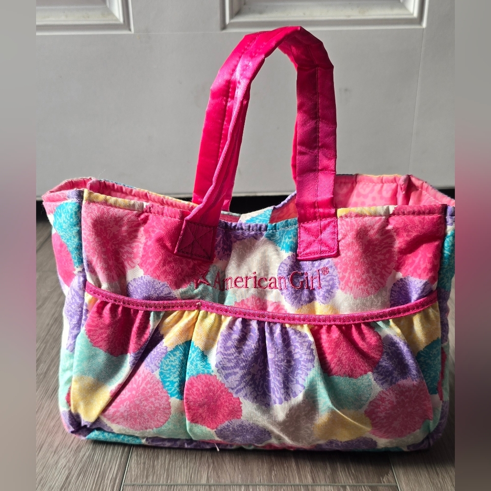 American Girl Doll Diaper Bag Tote Accessory | Floral Pink Purple For 18" Doll